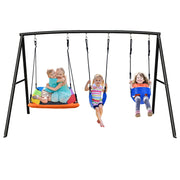 440lbs Kids Swing Sets for Backyard with Toddler Swing, Triple Outdoor Metal Swingset