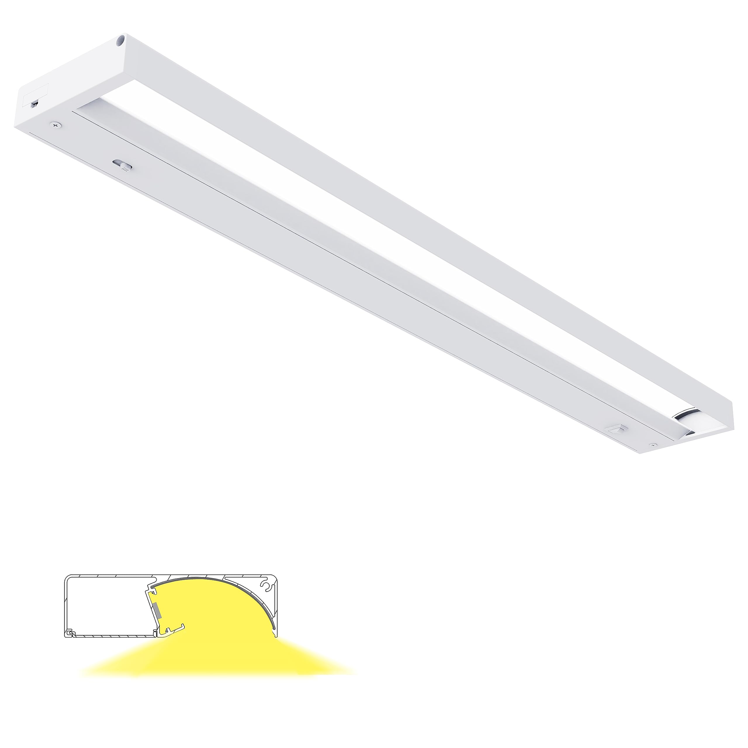 24in LED Indirect Under Cabinet Lighting, Plug in or Hardwired 3 Color Settings