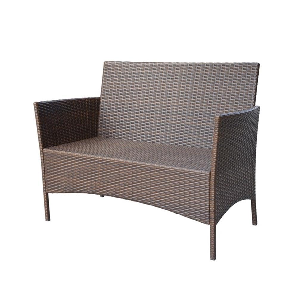 W00609-E Conor 4PC Steel Esprsso Resin Wicker Patio Conversation Set