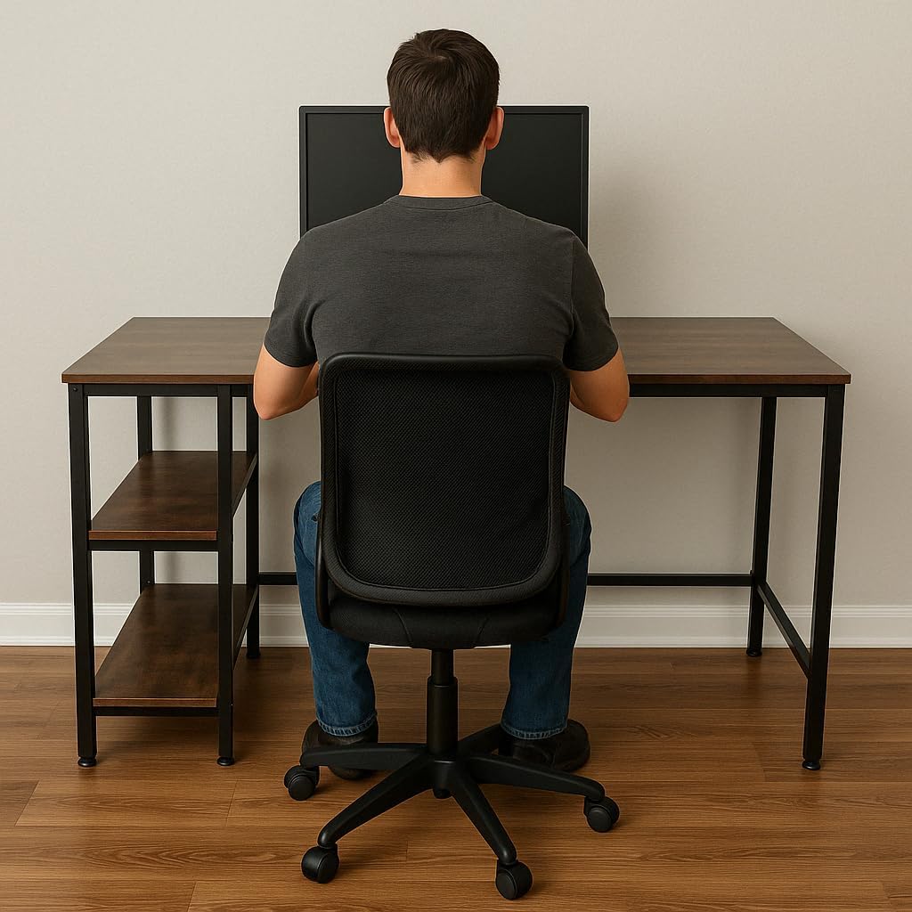 Modern & Industrial Computer Desk, Home Office Desk with Storage Shelves