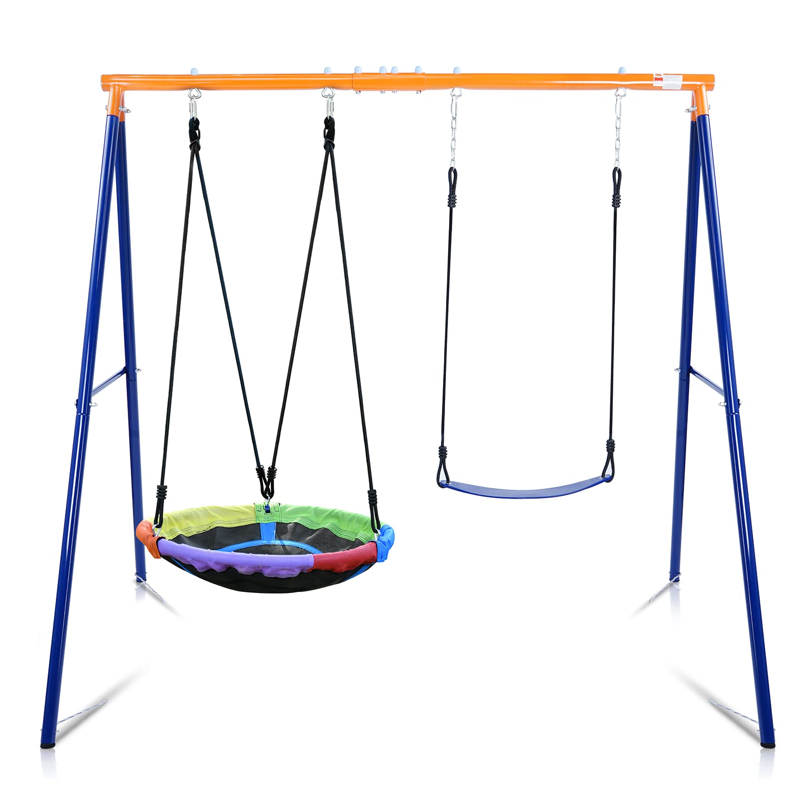Swing Set for Backyard, 440lbs Swing Set with Heavy-Duty A-Frame Metal Stand