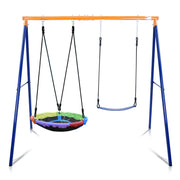 Swing Set for Backyard, 440lbs Swing Set with Heavy-Duty A-Frame Metal Stand
