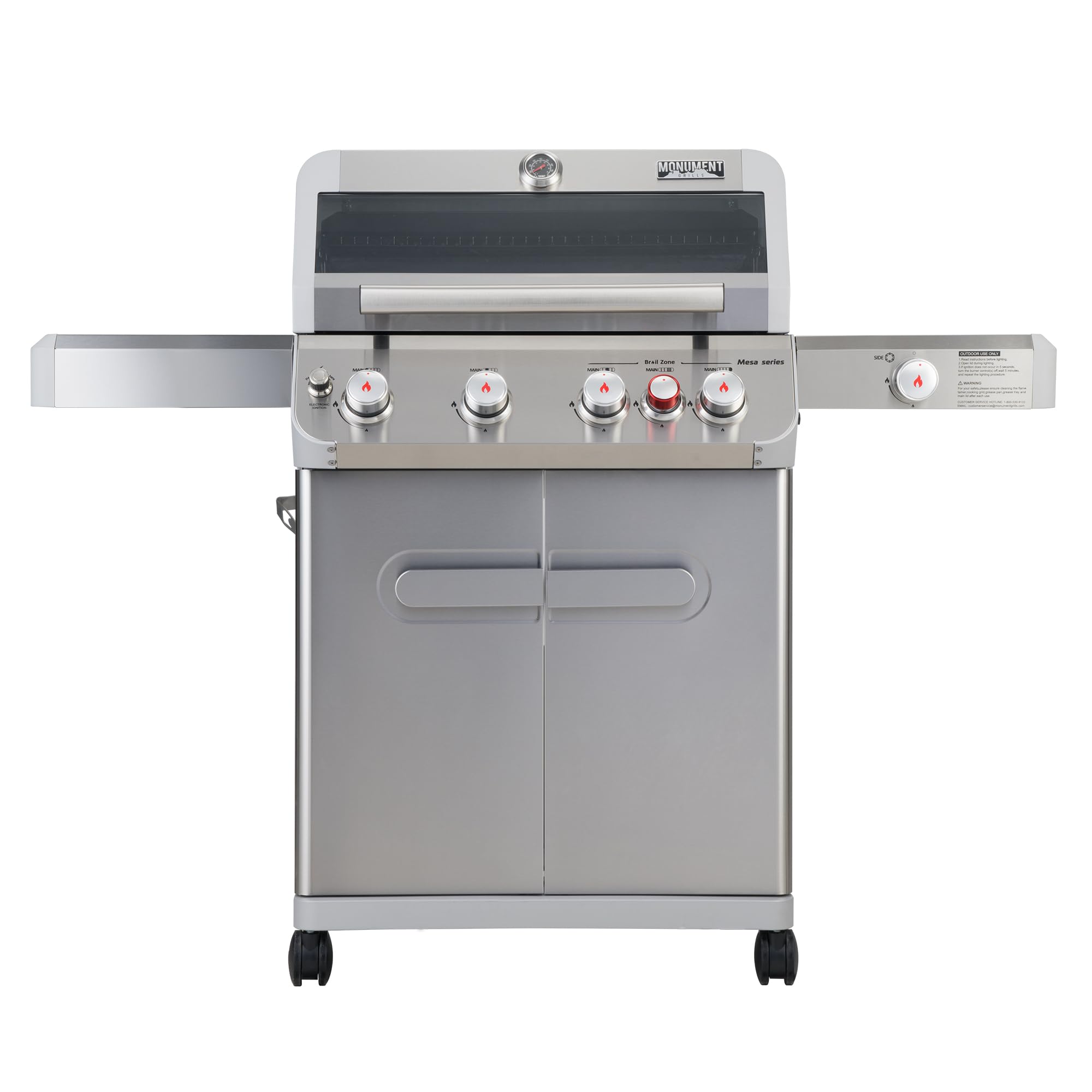 Outdoor Barbecue Stainless Steel 4 Burner Propane Gas Grill, 62