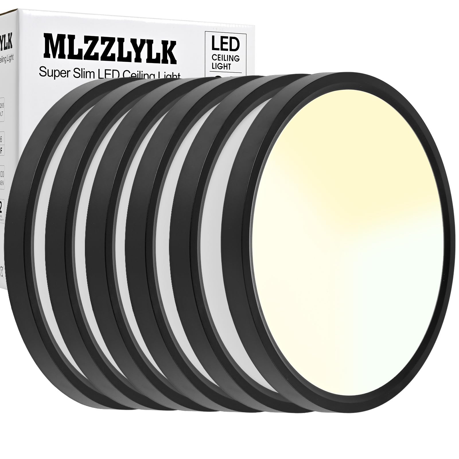 6PK 15.8 inch LED Flush Mount Ceiling Light Fixture,36W Super Slim Black