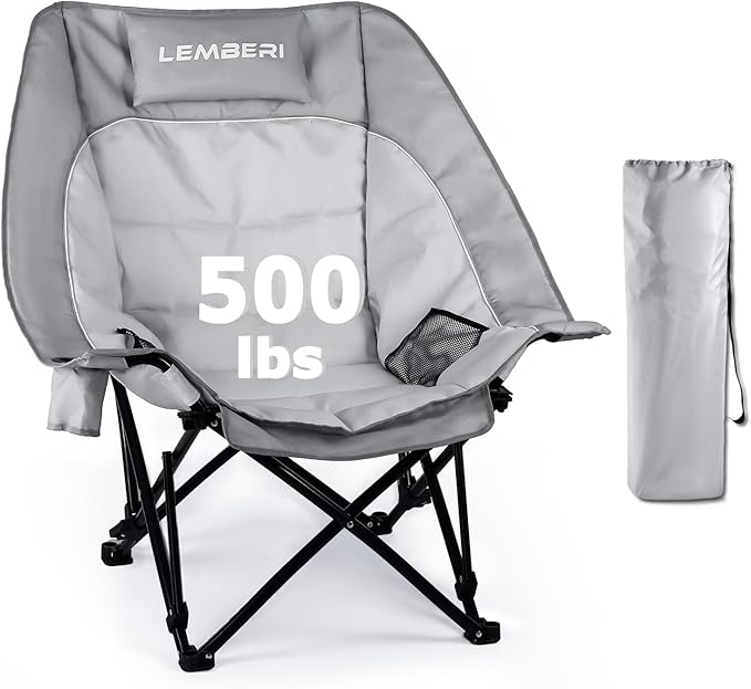 Oversized Heavy Duty Camping Chair for Adults,500lbs Comfortable Folding Lawn Chairs