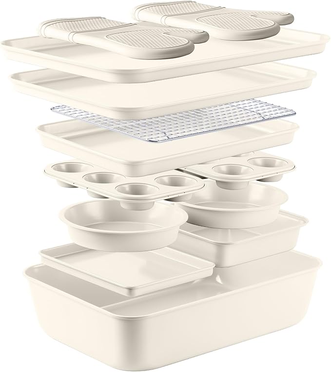 Nonstick Stackable Bakeware Set - Durable, Easy Release Baking