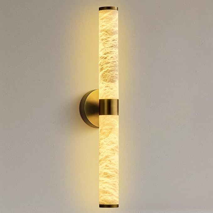 Alabaster Wall Sconce, 24" Black Wall Sconces