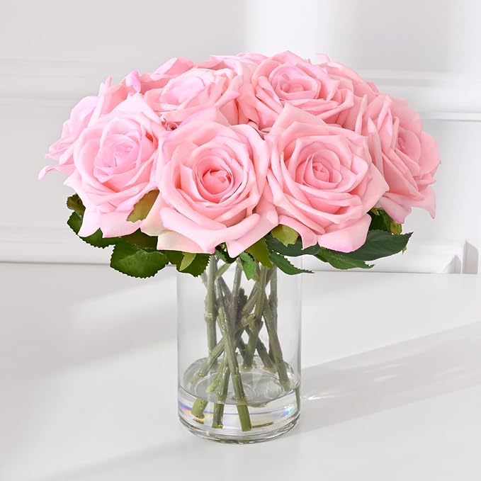 Luxury PU Fake Flowers in Vase with Faux Water, White Real Touch Hydrangea Artificial