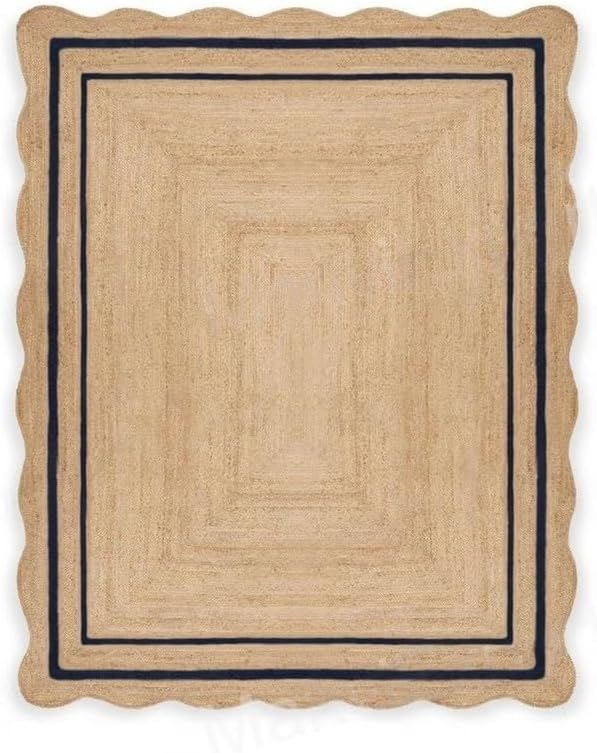 Sanwariya Rugs Export Handwoven Scalloped Jute Area Rug – Bohemian Design