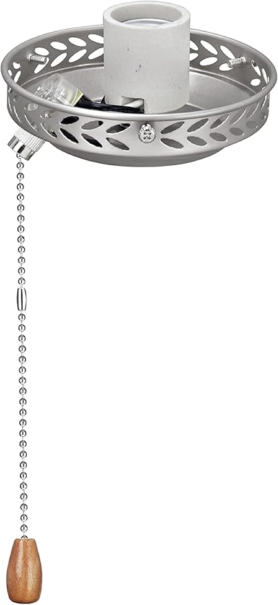 22001-11, One-Light Ceiling Fan Fitter Light Kit with Pull Chain, Brushed Nickel