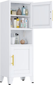 61”H Metal Kitchen Pantry Storage Cabinet，Freestanding Tall Storage Cabinets