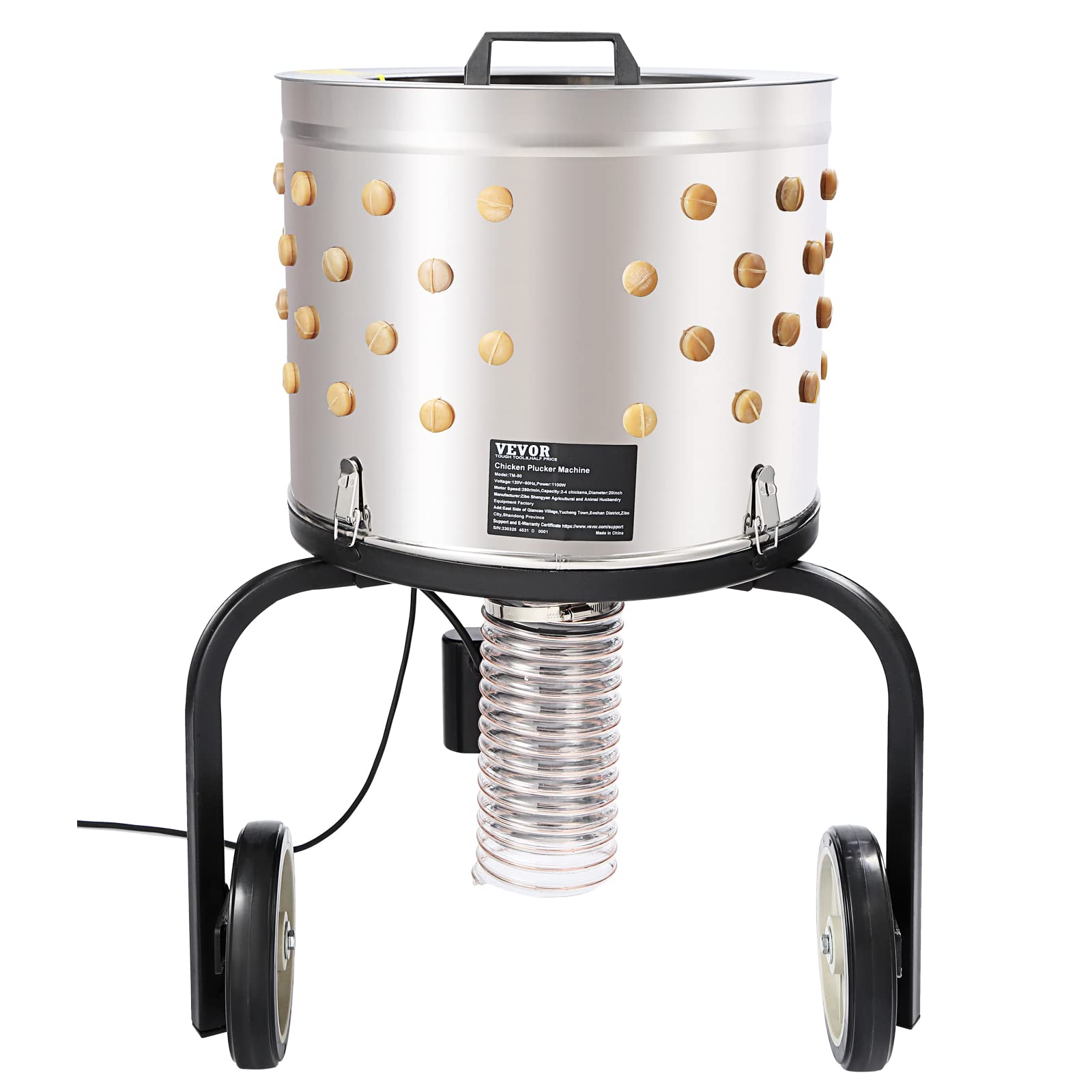 Plucker Machine, 20-inch Stainless Steel Drum Feather Plucker, Defeathering