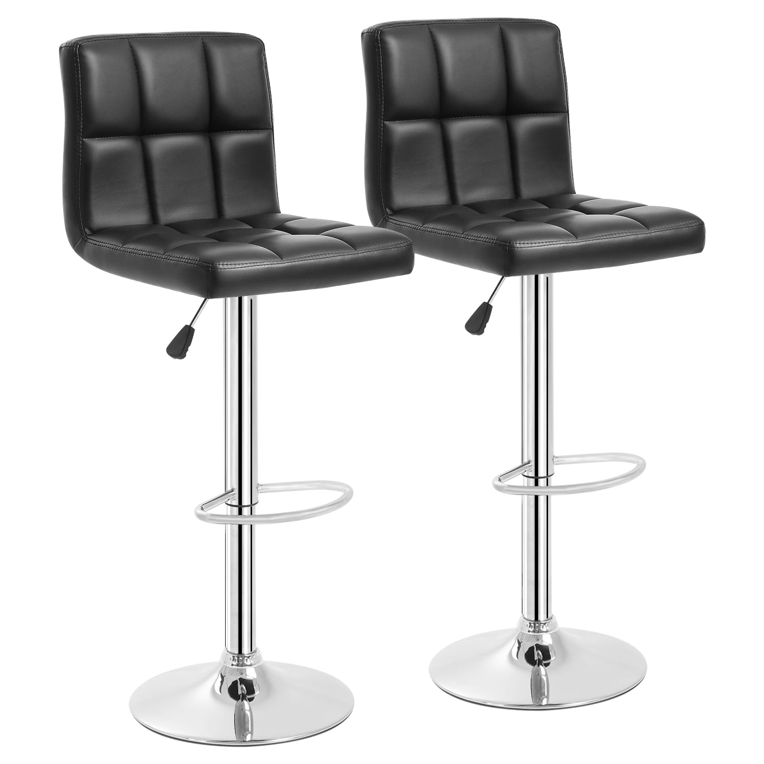 Counter Height Swivel Bar Stools PU Leather Padded with Back,Set of 2
