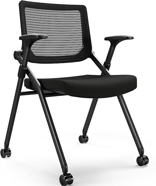 Foldable Office Chair Set of 2 with PU Wheels Ergonomic Mesh Bouncing Back