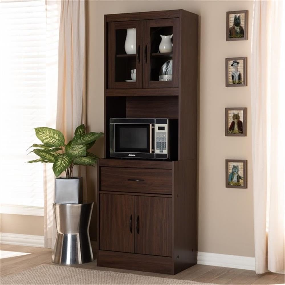 Kitchen Cabinet and Hutch in Dark Walnut
