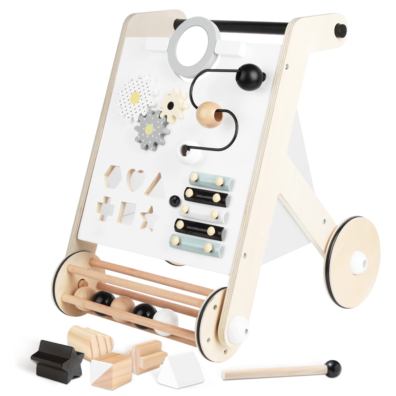 Baby Walker, Push and Pull Learning Activity Walker with Roller for Boys and Girls