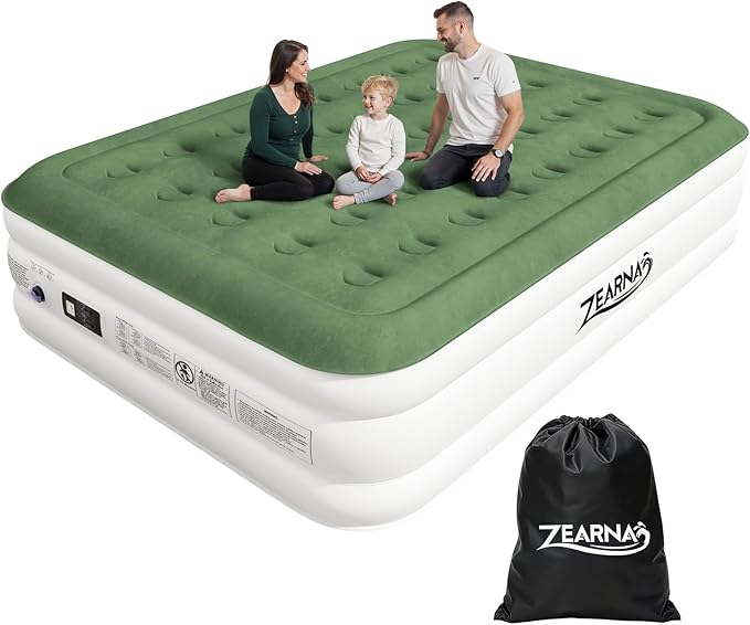 Full Size Air Mattress with Built in Pump, 18" Raised Comfort Air Bed