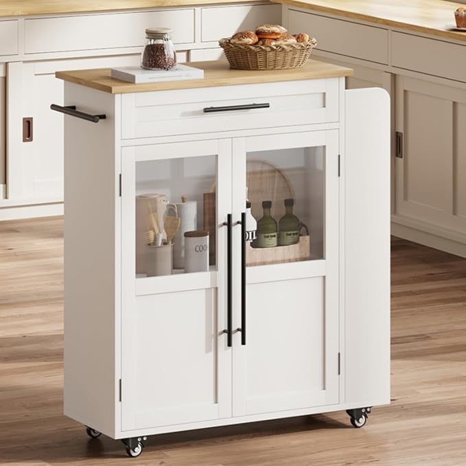 24" Kitchen Island, Multi-Functional Island Table