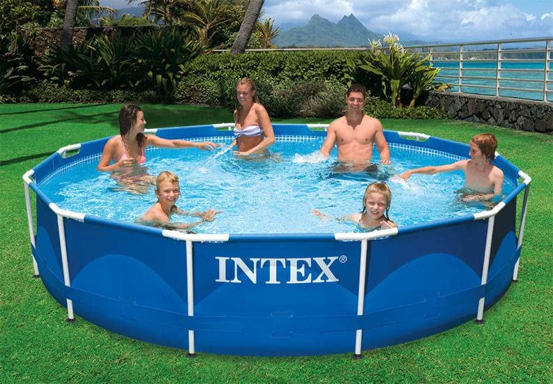 Metal Frame Above Ground Round Family Swimming Pool Set & Pump