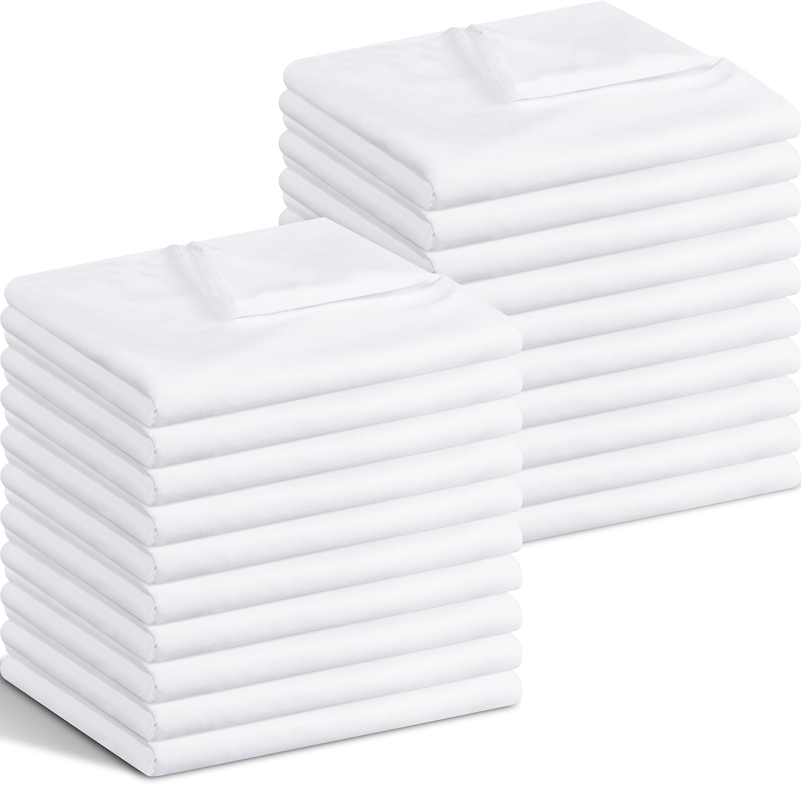 20 Pcs White Flat Sheets Bulk 66'' x 96'' Soft Microfiber Top Flat Bedding Sheets