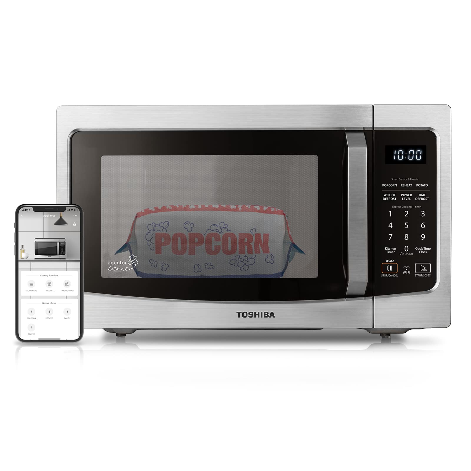 ML-EM34P(SS) Smart Countertop Microwave, Sensor Reheat, Works With Alexa & Remote