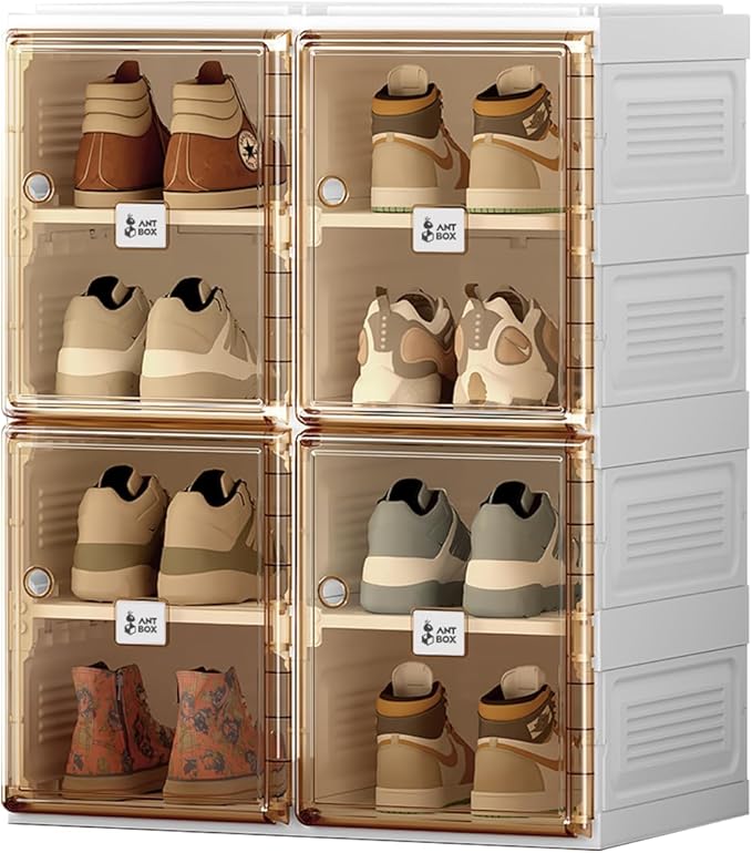 Shoe Organizer Storage Box, Portable Folding Shoe Rack for Closet with Magne