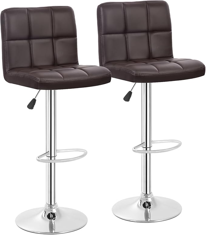 Counter Height Swivel Bar Stools PU Leather Padded with Back,Set of 2