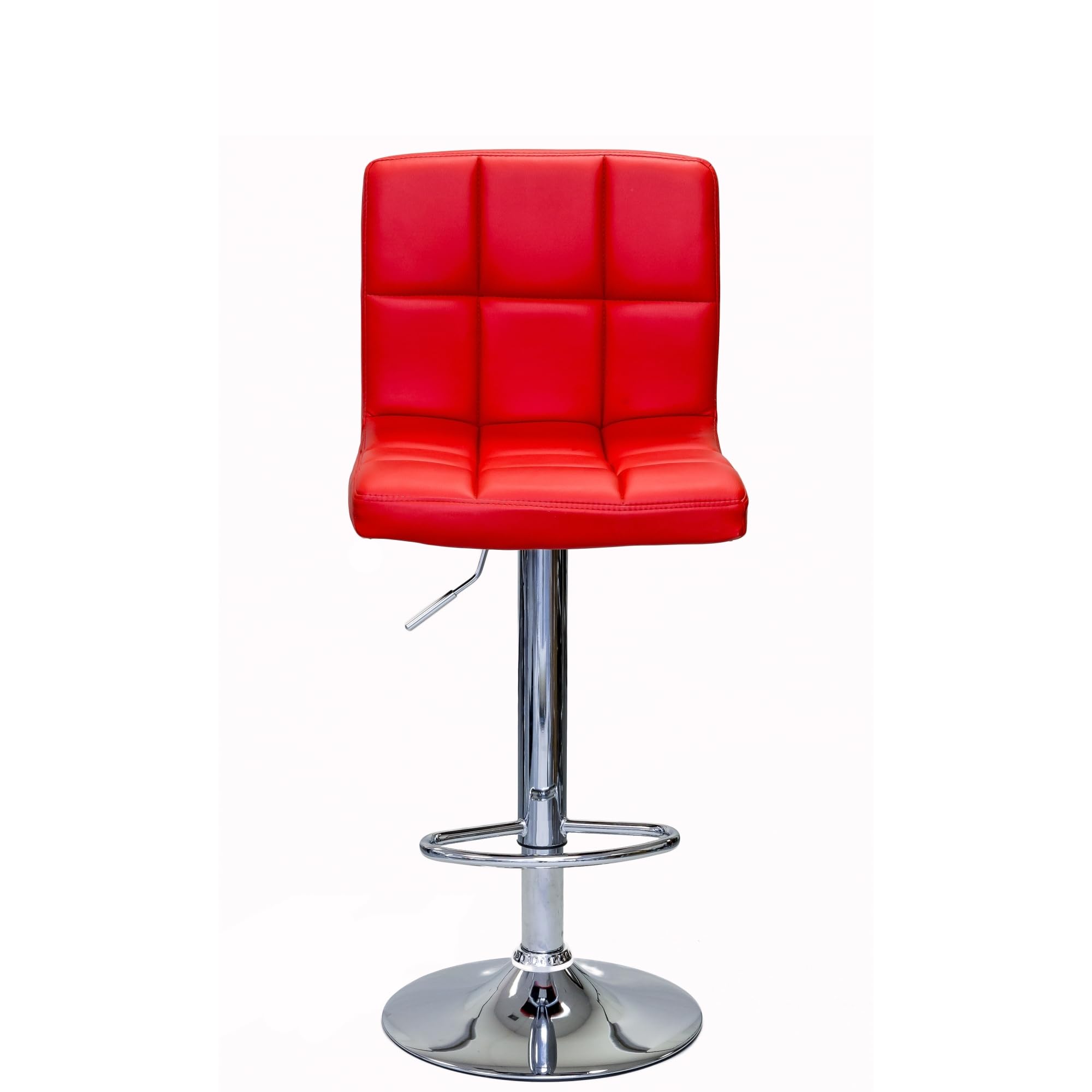 Liberty Swivel Leatherette Adjustable Hydraulic Bar Stool, Set of 2 (RED)