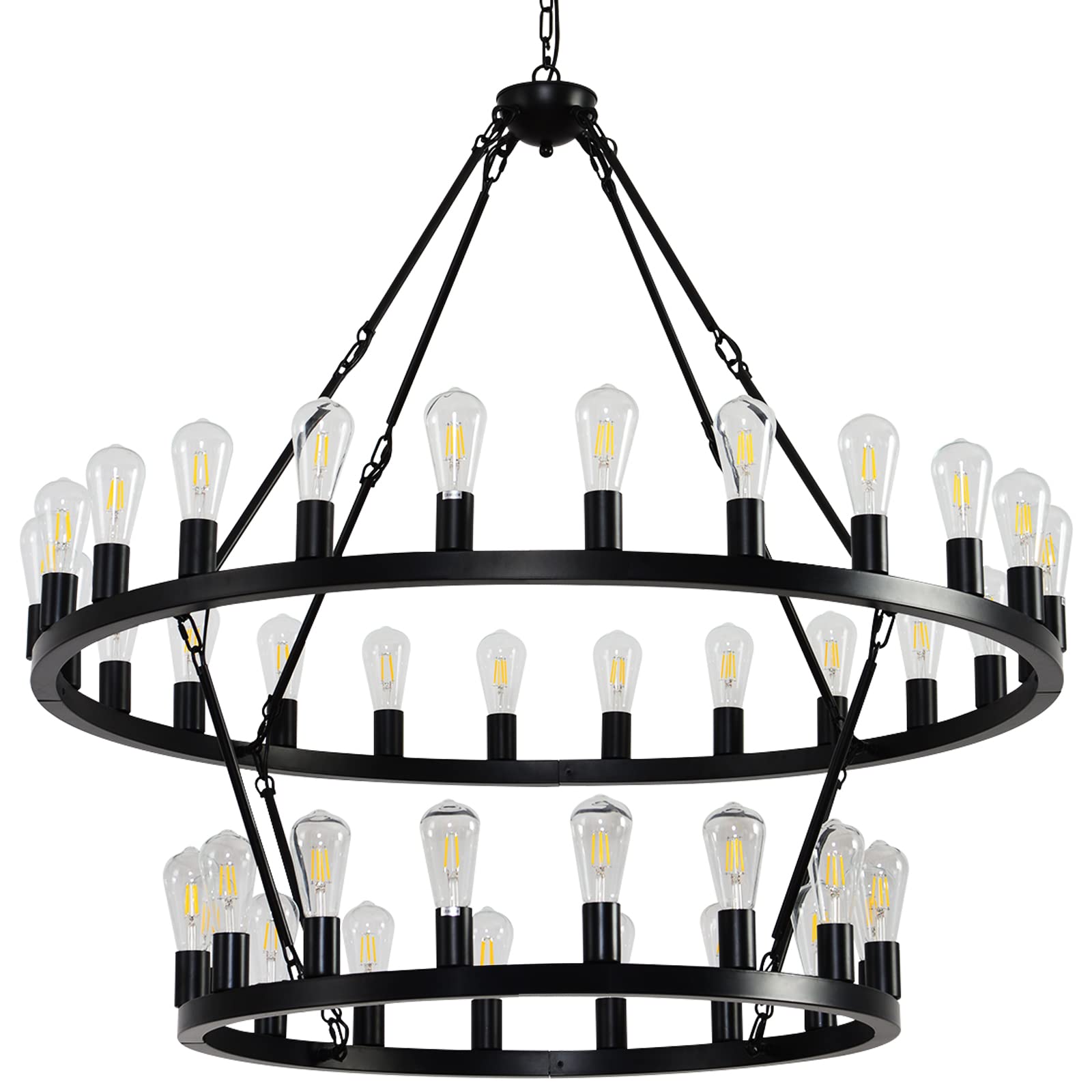 48 Inch Black Extra Large Wagon Wheel Chandelier