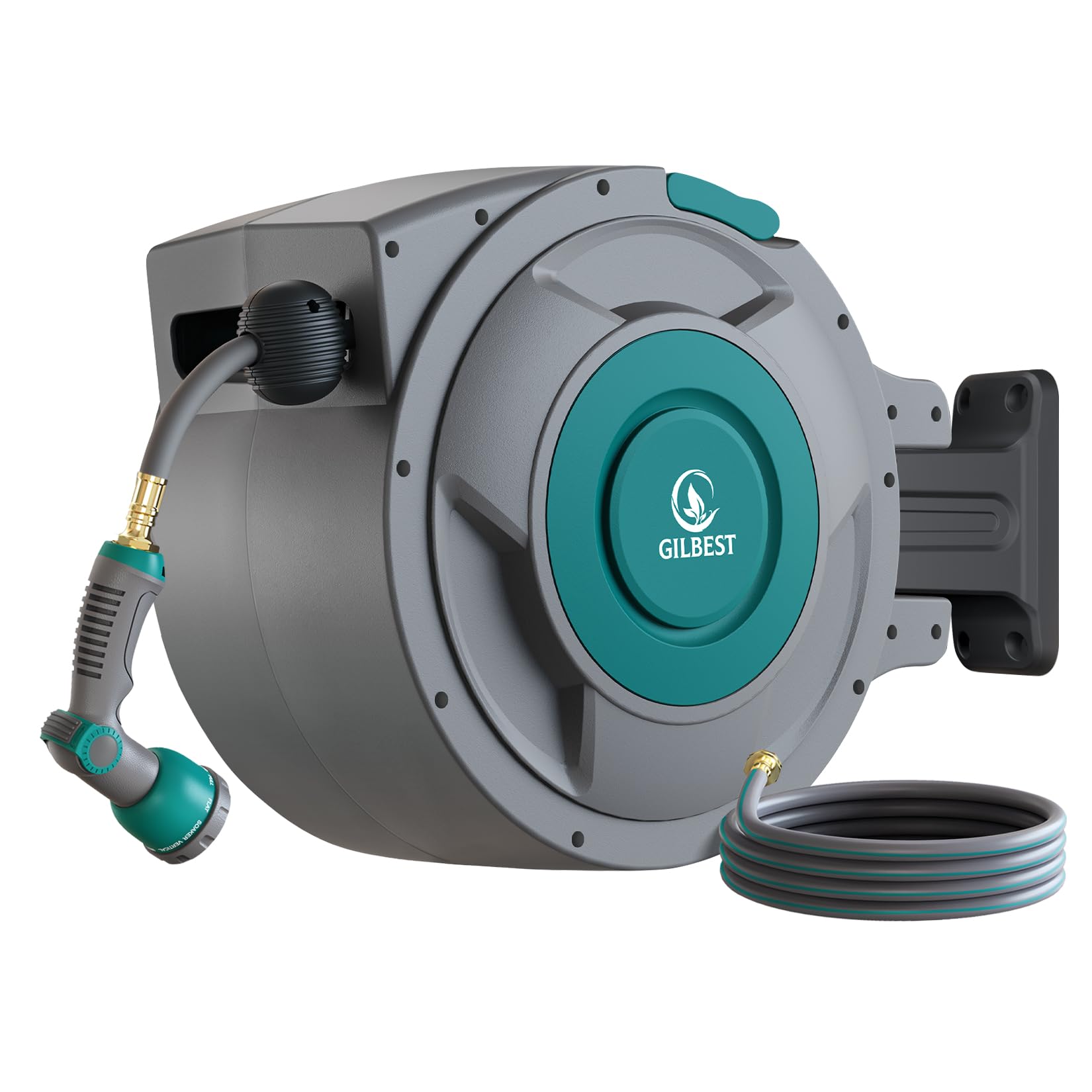 Retractable Hose Reel, 1/2 "x 130 ft Retractable Garden Hose Reel Wall Mounted