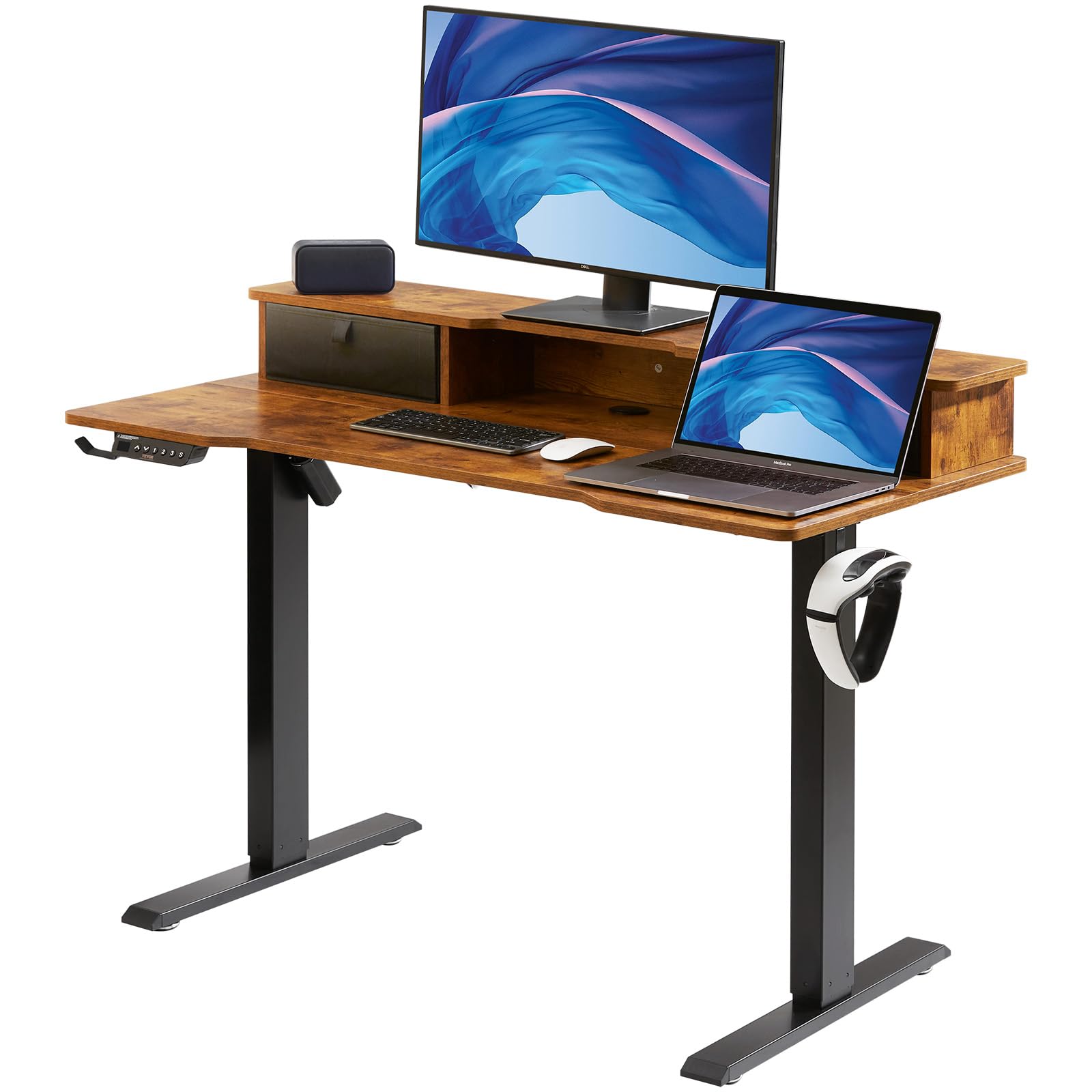 Standing Desk with Shelves 47.2 x 23.6 Inch Height Adjustable Workstation