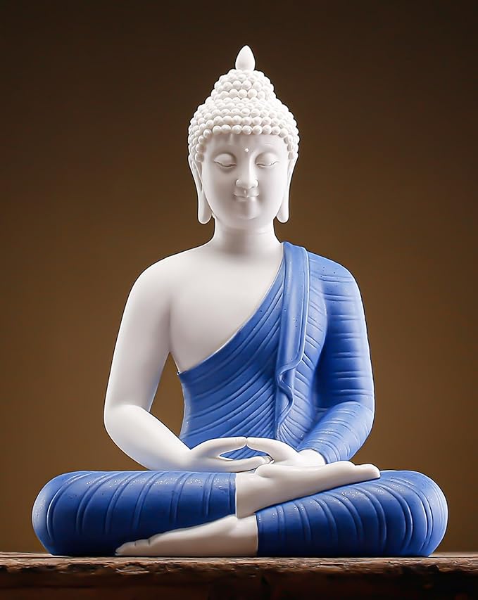 12 inch Green Buddha Statue for Home Decor, Ceramic Meditation Buddha Decoration