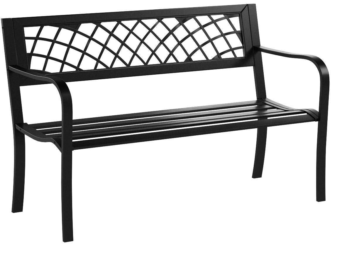 Garden Bench Outdoor Bench with Plastic Backrest