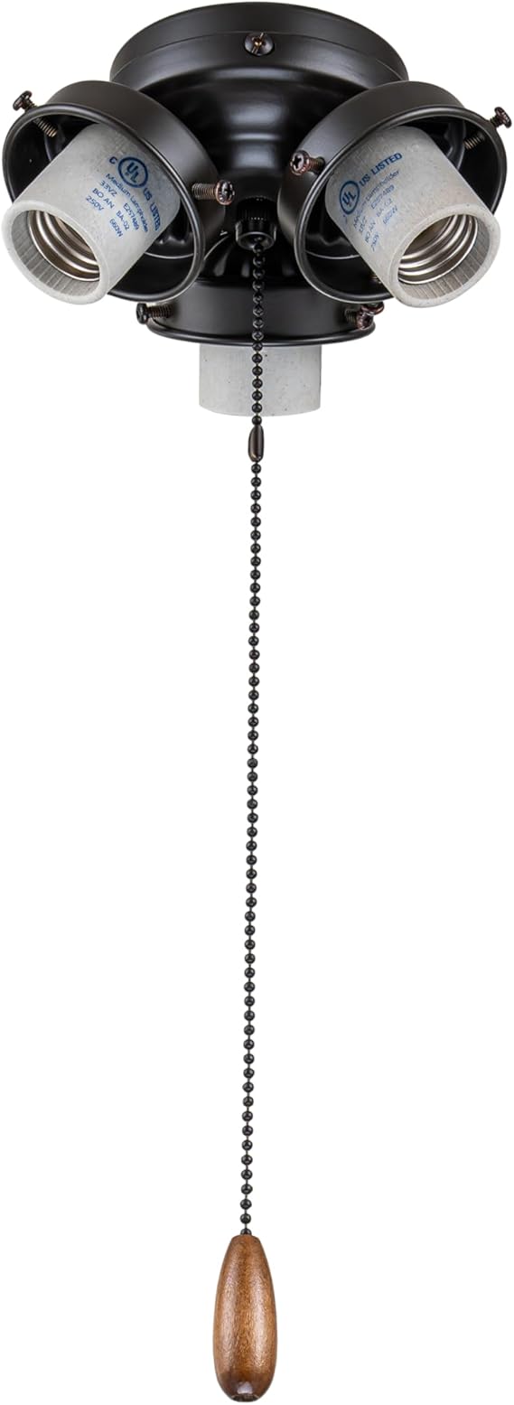 22001-11, One-Light Ceiling Fan Fitter Light Kit with Pull Chain, Brushed Nickel