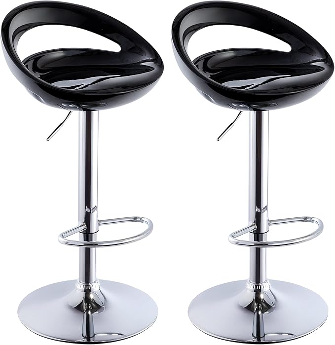 2 ABS Barstools White Adjustable Swivel Bar Chairs 2 PCS for Kitchen Island Pub Bar