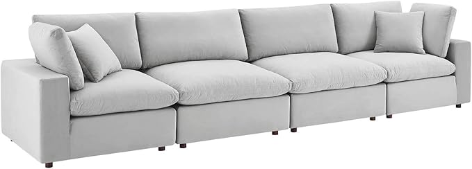 Commix Down-Filled Overstuffed Performance Velvet 4-Seater Sofa