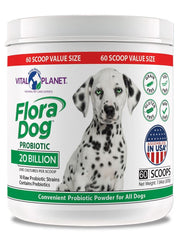 Dog Probiotic Powder Supplement with 20 Billion Cultures and 10 Strains, High