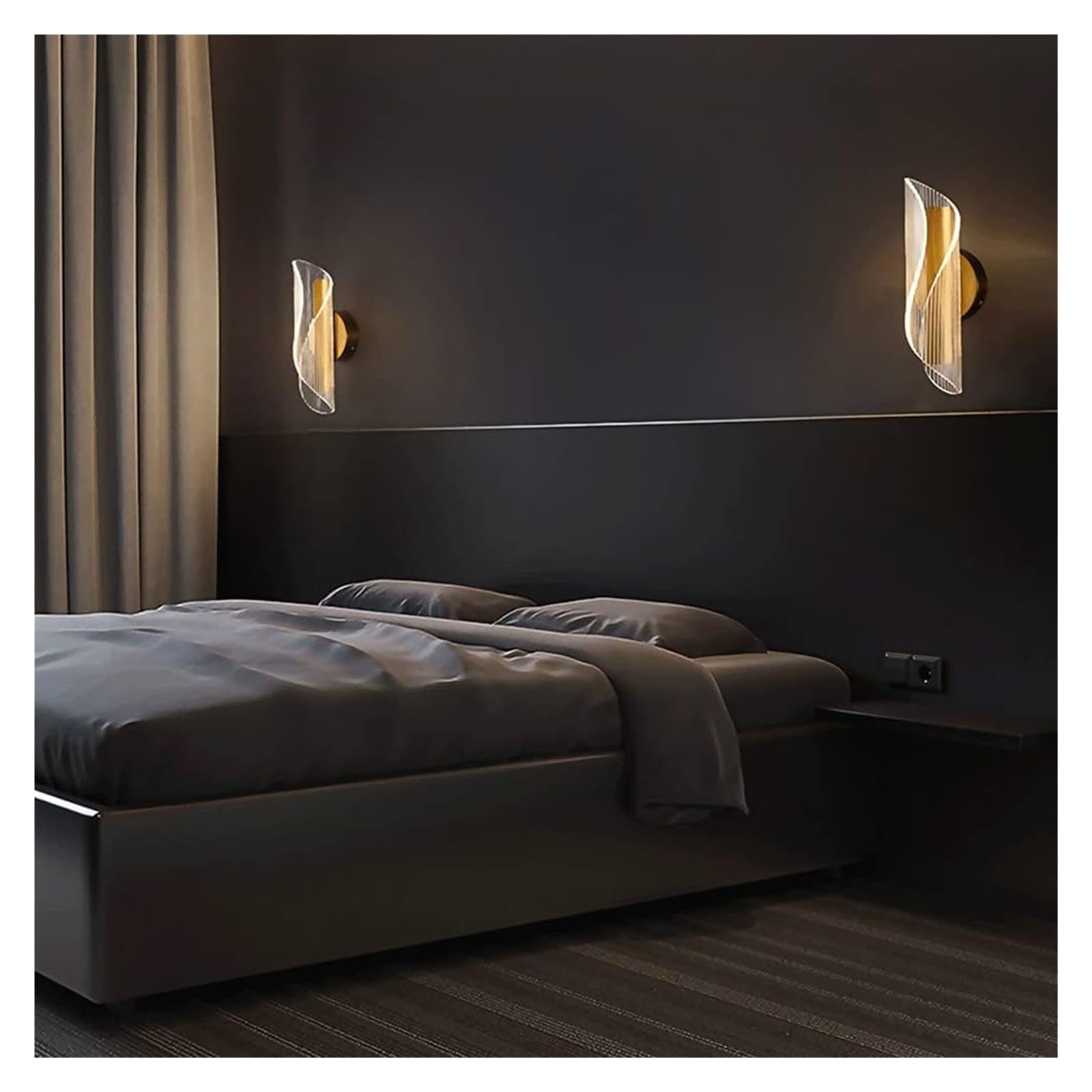 Wall Lamp Acrylic Golden Iron Light Body, 10W LED Spiral Sconces Lamps