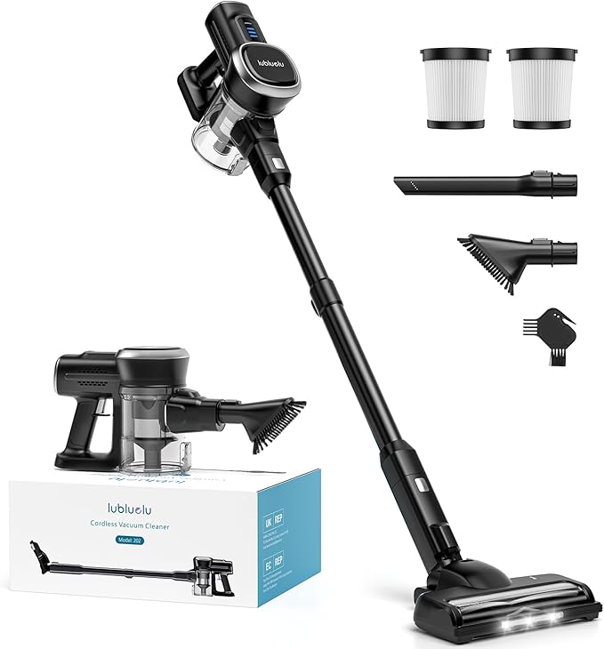 Cordless Stick Vacuum Cleaner, Lightweight 235W Brushless Motor, Rechargeable Battery