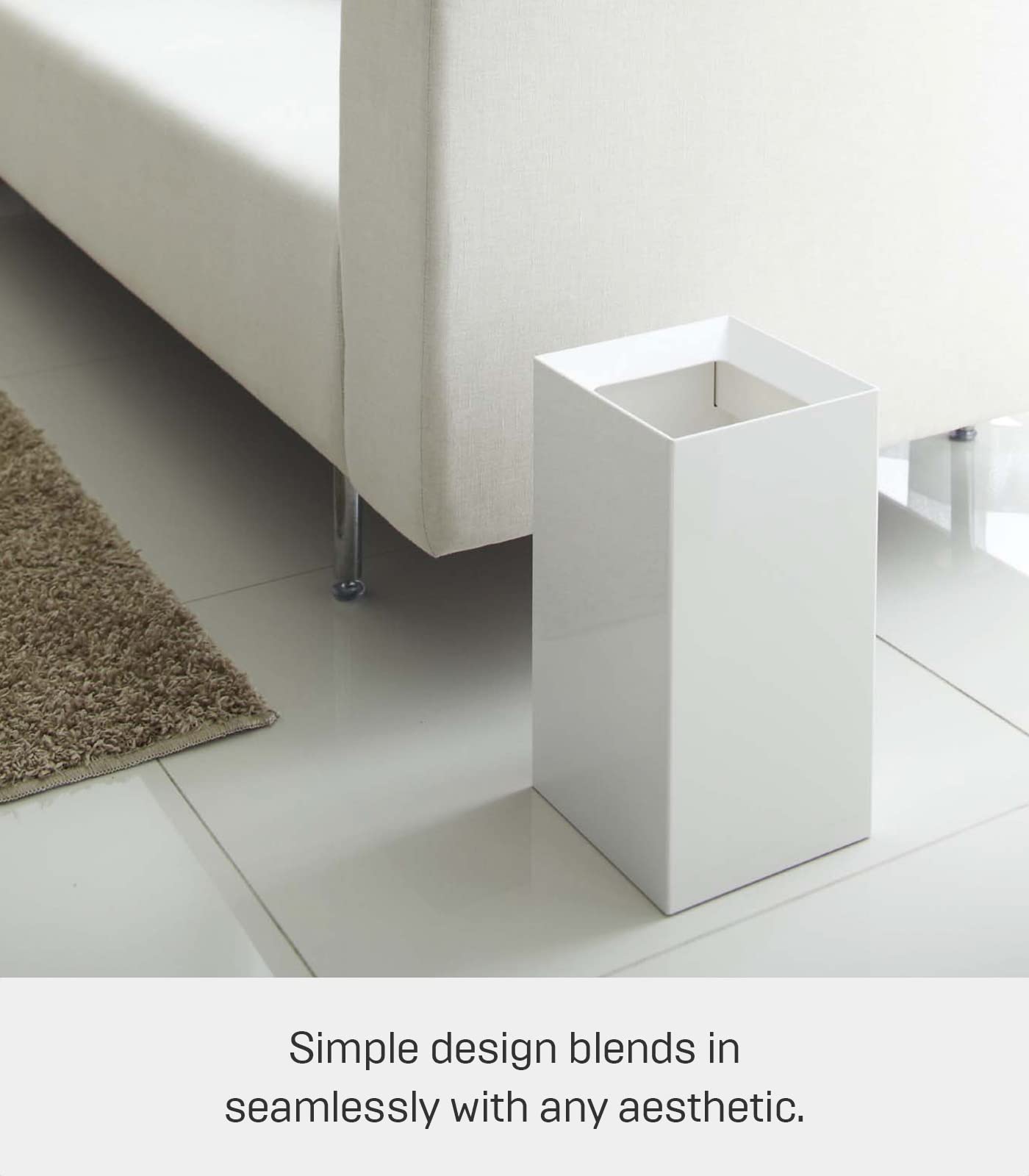 Yamazaki Home Veil Trash Can - Modern Open Top Garbage Waste Bin Basket with Handle - Abs Plastic - 2.5 Gallons, 10 Liters