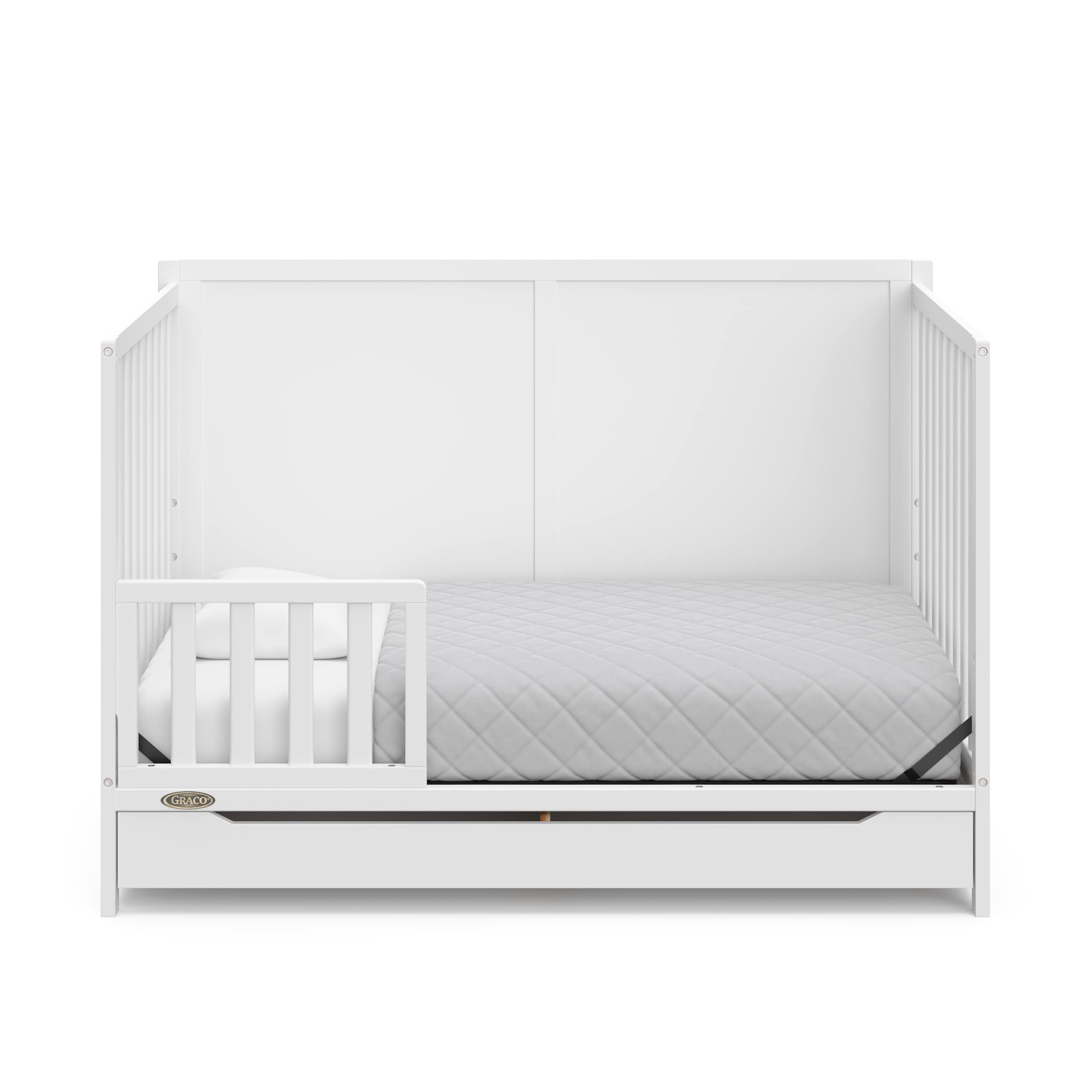 5-in-1 Convertible Crib with Drawer (White) – GREENGUARD Gold Certified