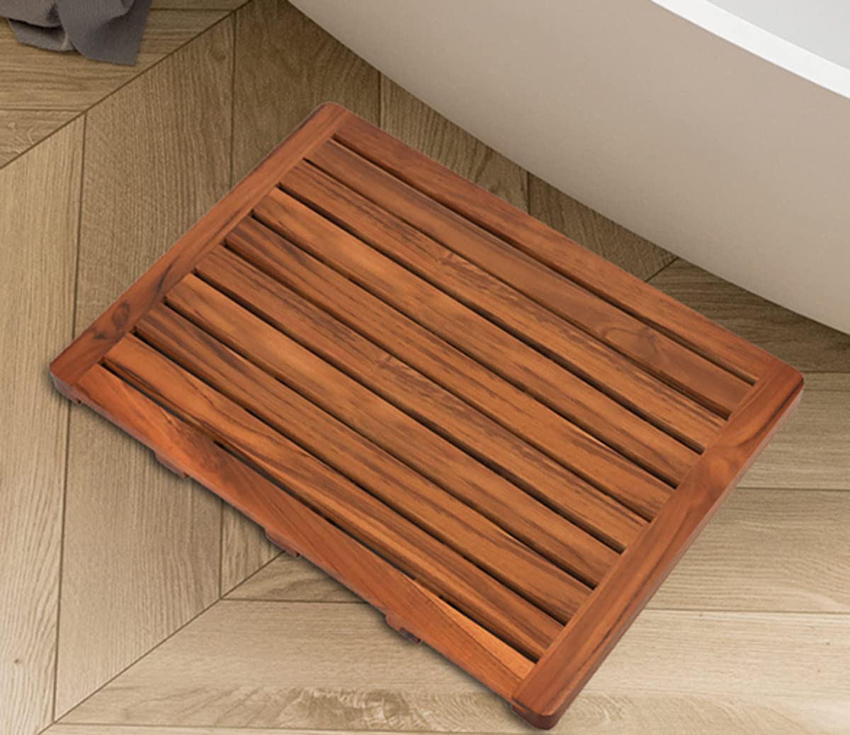 (24"x18") Teak Wood Bath Mat, Shower Mats for Bathroom