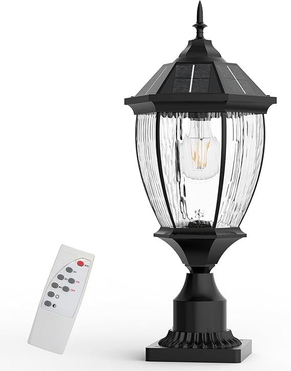 Solar Lamp Post Lights Outdoor Waterproof with Pier Mount Base, 20" H Large