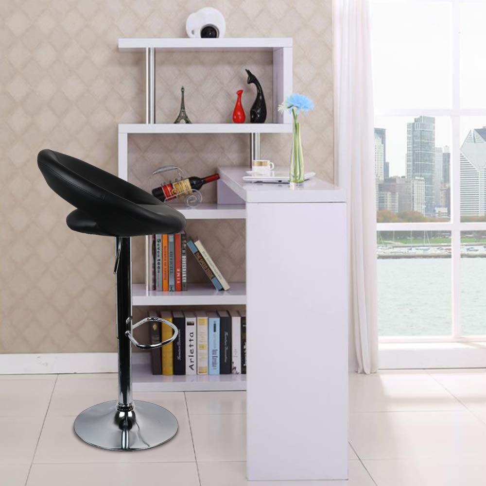 Bar Stools, Set of 2 Faux Leather Counter Height Bar Stools Adjustable Swivel