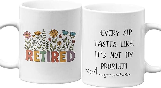 Retired Coffee Mug – Floral Retirement Gift for Women & Men