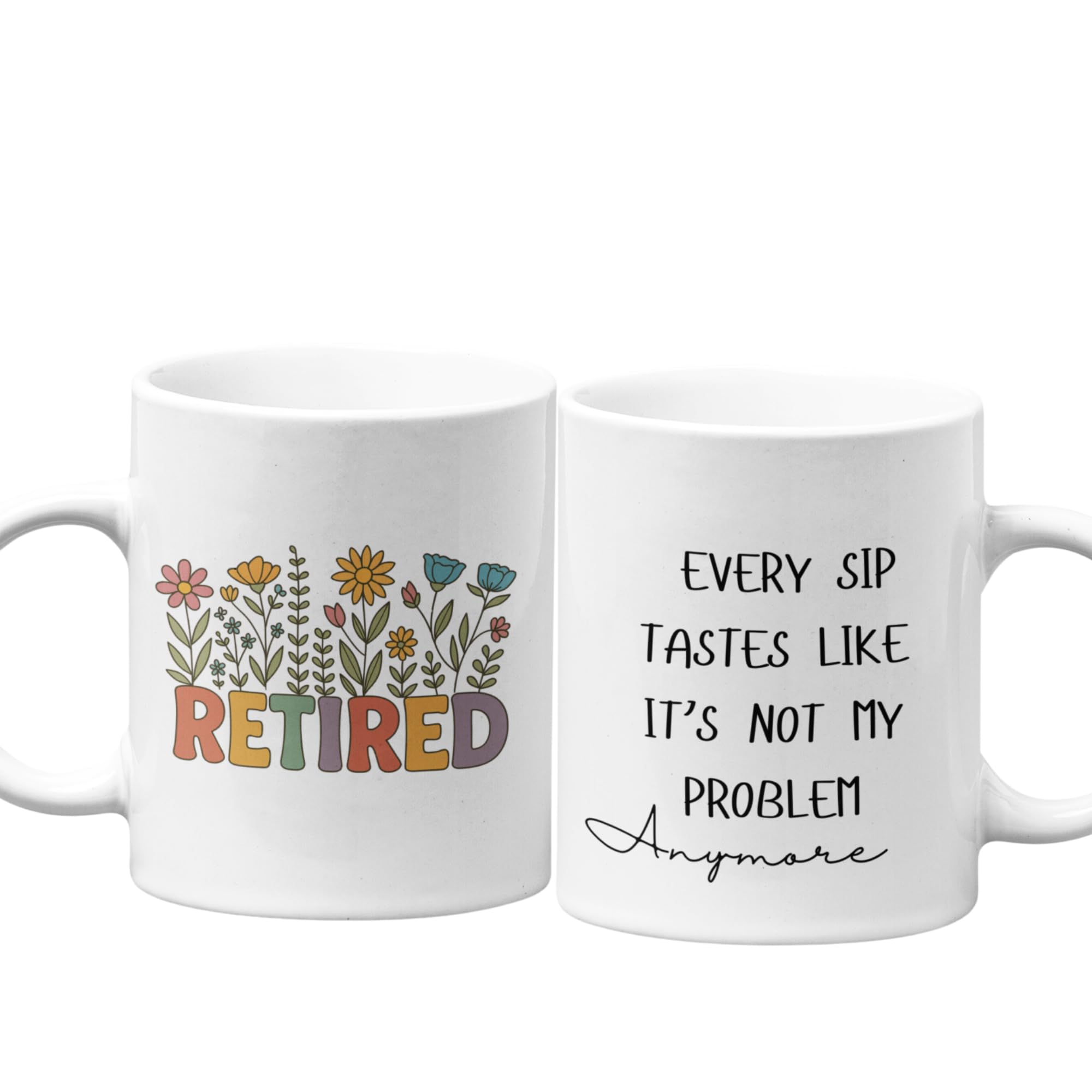 Retired Coffee Mug – Floral Retirement Gift for Women & Men