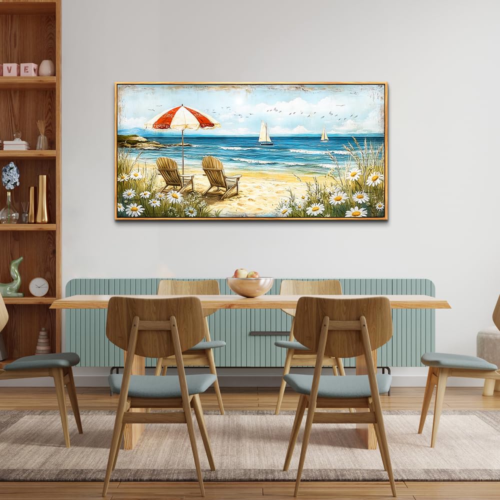 Large Canvas Wall Art For Living Room Bedroom Wall Decor Office Blue Seaside
