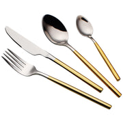 24 Piece Silverware Set For 6 Gold Handle Heavy duty 18/10 Stainless Steel Flatware