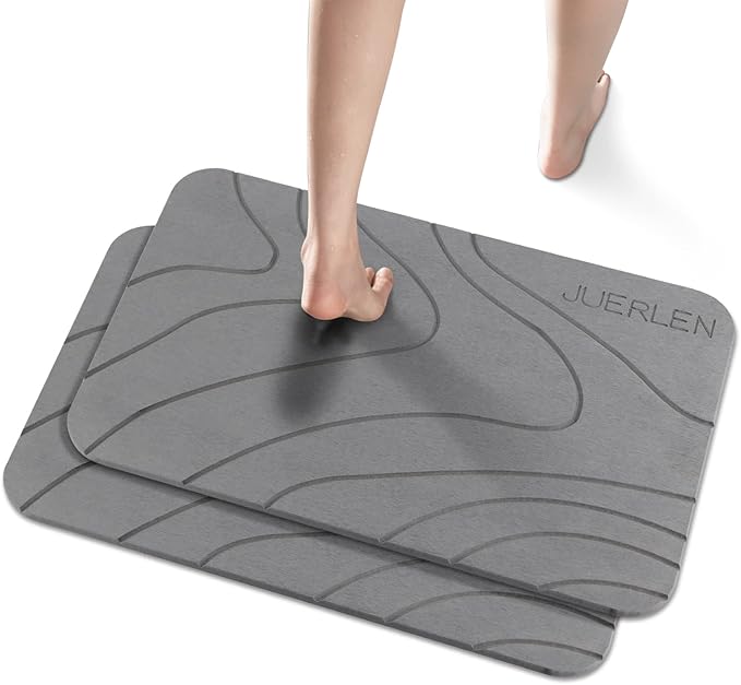 2 Pack Diatomaceous Earth Shower Mat, Stone Bath Mat