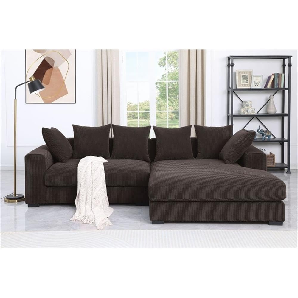 4-Piece Modern Fabric Upholstered Corduroy Sectional Sofa
